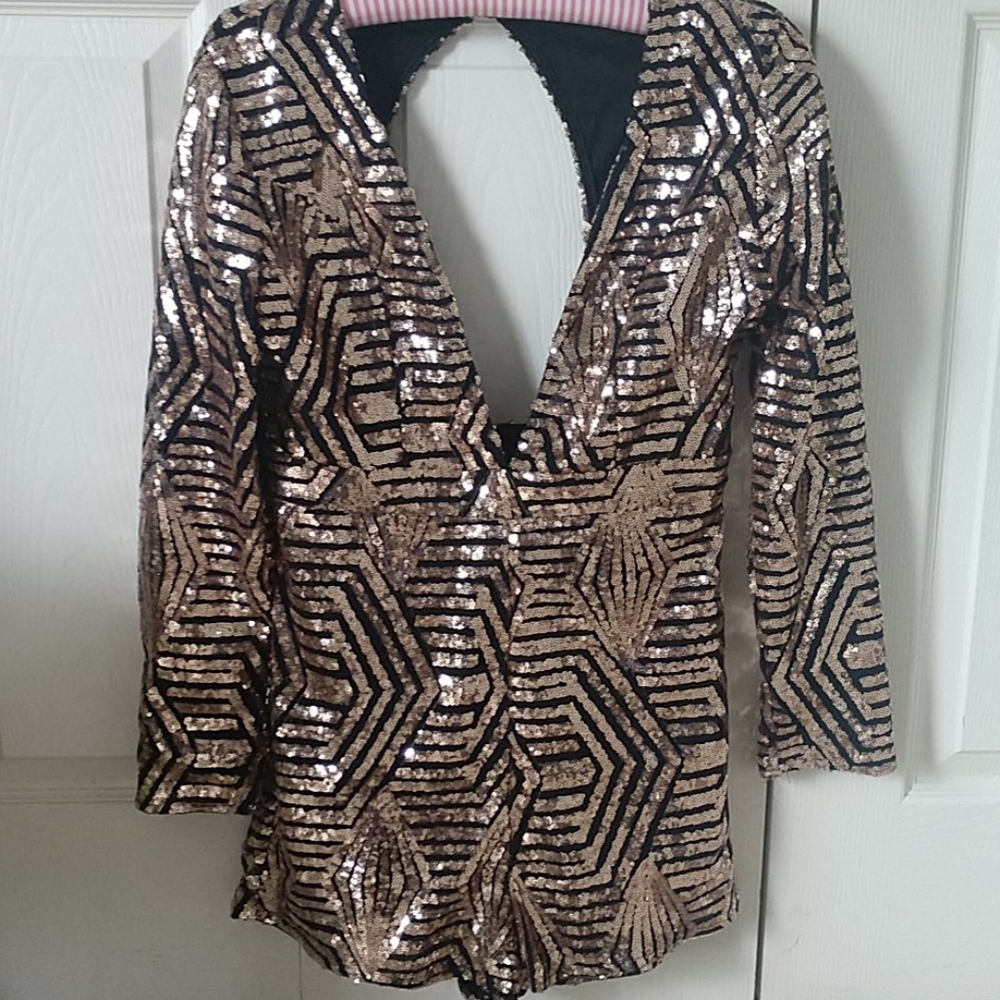 Rose gold sequence romper